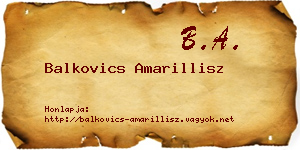 Balkovics Amarillisz névjegykártya